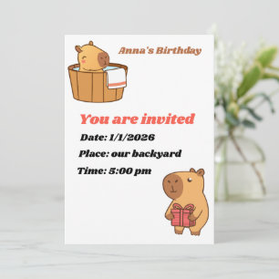 Capybara-Party Einladung   Niedliche Geburtstag
