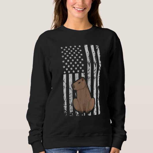 Capybara Patriotic American Flag Vintage Sweatshirt (Vorderseite)