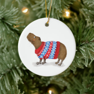 Capybara personalisierte Weihnachtsbaumdekoration Keramik Ornament