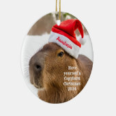 Capybara Personalisierte Weihnachtsfeier Keramik Ornament (Rechts)