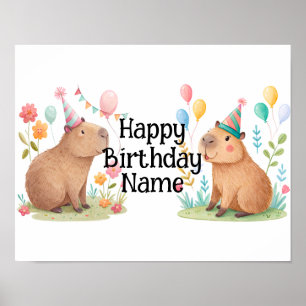 Capybara personalisierter Geburtstag Poster