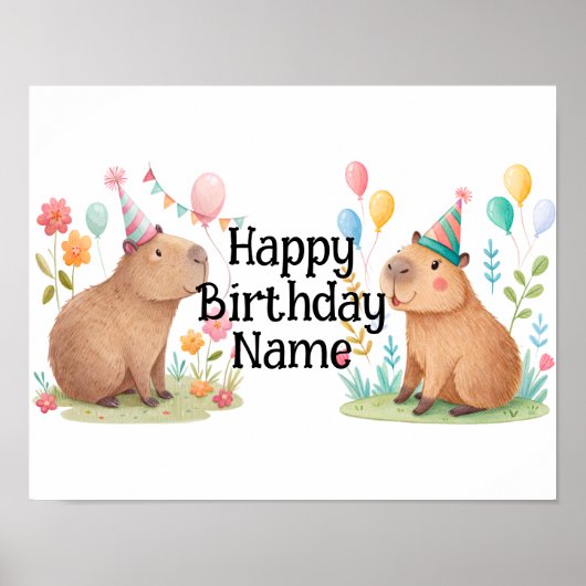Capybara personalisierter Geburtstag Poster (Vorne)