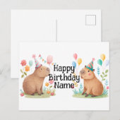 Capybara personalisierter Geburtstag Postkarte (Vorne/Hinten)