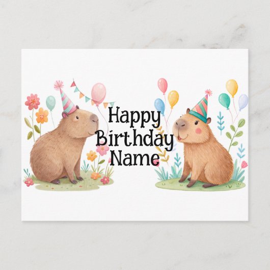 Capybara personalisierter Geburtstag Postkarte (Vorderseite)