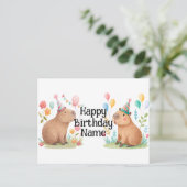 Capybara personalisierter Geburtstag Postkarte (Stehend Vorderseite)