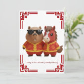 Capybara & Pferd Neujahrsgrußkarte Karte (Stehend Vorderseite)