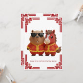 Capybara & Pferd Neujahrsgrußkarte Karte (Vorderseite/Rückseite Beispiel)