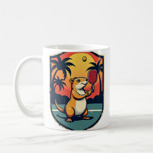 Capybara-Pickleball-Club-Retro-Logo-Sonnenuntergan Kaffeetasse