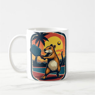 Capybara Pickleball Club Retro-Logo-Sticker-T-Shir Kaffeetasse