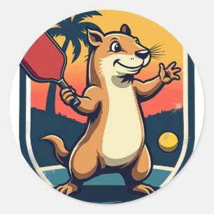 Capybara-Pickleball-Club-Retro-Logo-T-Shirt-Beklei Runder Aufkleber