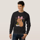 Capybara Pink Bow Eating Ramen Cute Capy Women Gir Sweatshirt (Vorne ganz)