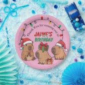 Capybara Pink Christmas Holiday Birthday Pappteller (Party)
