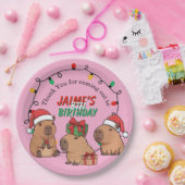 Capybara Pink Christmas Holiday Birthday Pappteller (Party)