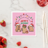 Capybara Pink Christmas Holiday Birthday Serviette (Beispiel)