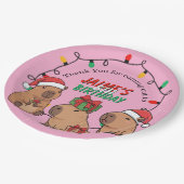 Capybara Pink Weihnachten Geburtstag Pappteller (Schrägansicht)