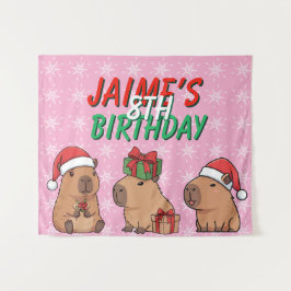 Capybara Pink Weihnachten Geburtstag Wandteppich