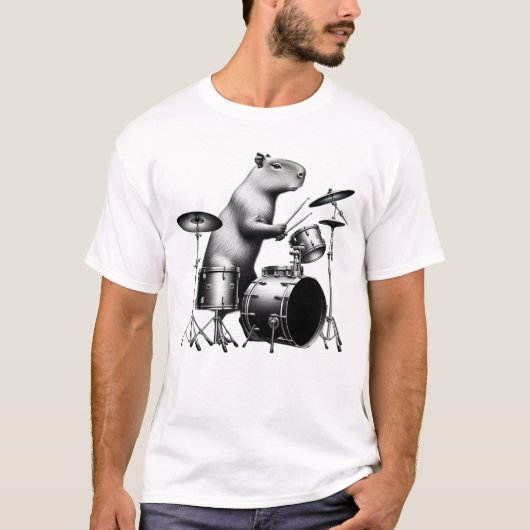 Capybara Playing Drumkit Player Drummer T-Shirt (Vorderseite)