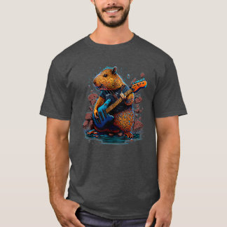 Capybara Playing Electric Guitar Rock 4 T-Shirt