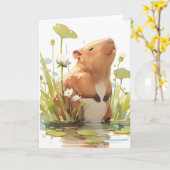 Capybara Pond Retreat Karte (Gelbe Blume)