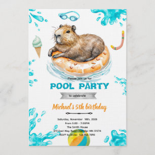 Capybara-Poolparty-Geburtstags-Einladung Einladung