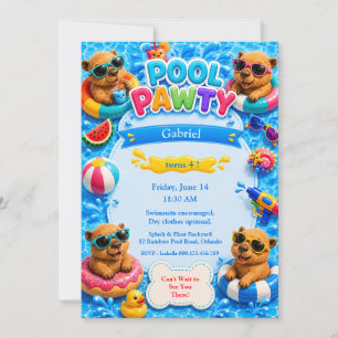 Capybara-Poolparty-Geburtstagseinladung Einladung