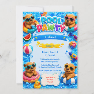 Capybara-Poolparty-Geburtstagseinladung Einladung