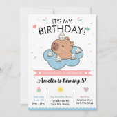 Capybara-Poolparty-Geburtstagseinladung Einladung (Vorderseite)