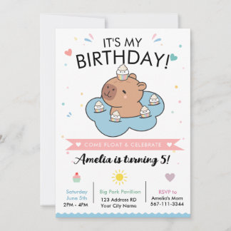 Capybara-Poolparty-Geburtstagseinladung Einladung