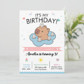 Capybara-Poolparty-Geburtstagseinladung Einladung (Stehend Vorderseite)