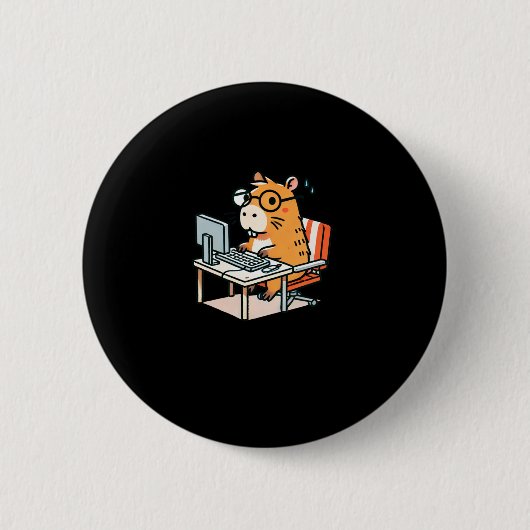 Capybara-Programmierer arbeiten an der Computerkle Button (Vorderseite)