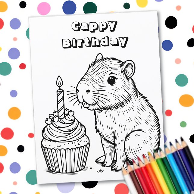 Capybara Pun Birthday | Coloring Page (Von Creator hochgeladen)
