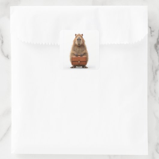 Capybara Quadratischer Aufkleber (Tasche)