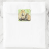Capybara Quadratischer Aufkleber (Tasche)