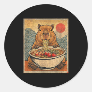Capybara Ramen Japanisches Lustiges Grafik Kawaii Runder Aufkleber