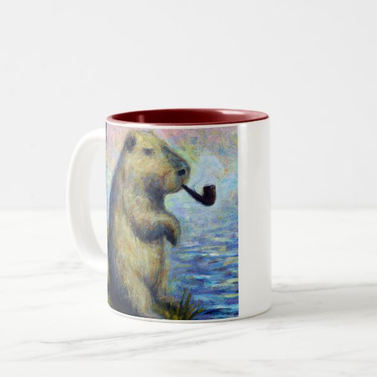 Capybara Rauchen an einem Stück Zweifarbige Tasse (Vorderseite Links)