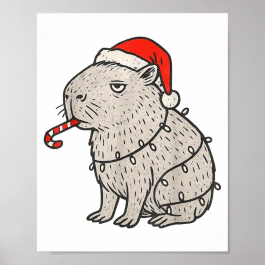 Capybara raucht Weihnachten hässliche Zigarette Ge Poster (Vorne)