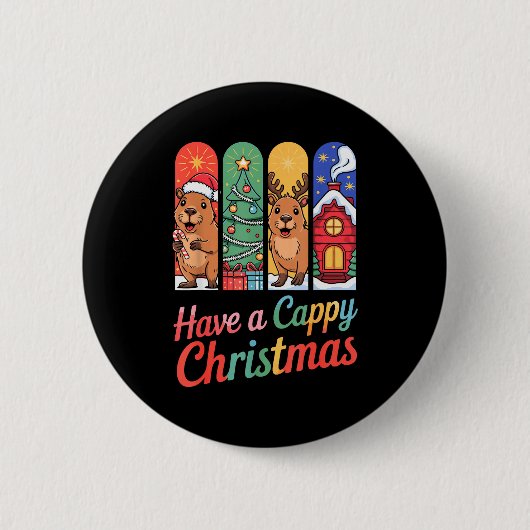 Capybara Reindeer Xmas Have A Capy Christmas Button (Vorderseite)