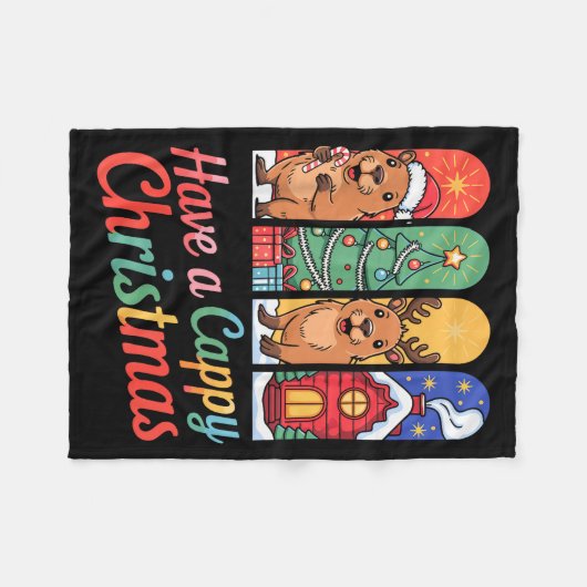 Capybara Reindeer Xmas Have A Capy Christmas Fleecedecke (Vorderseite (Horizontal))