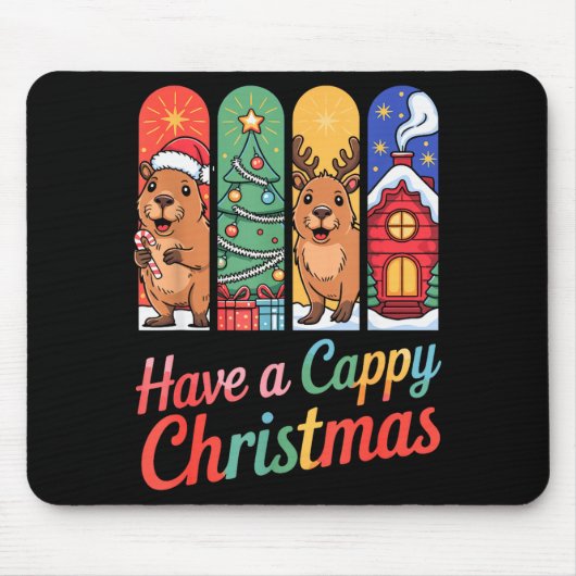 Capybara Reindeer Xmas Have A Capy Christmas Mousepad (Vorne)