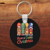 Capybara Reindeer Xmas Have A Capy Christmas  Schlüsselanhänger (Vorderseite)