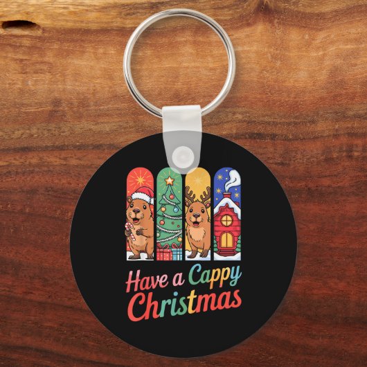 Capybara Reindeer Xmas Have A Capy Christmas  Schlüsselanhänger (Vorderseite)