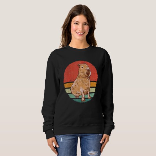 Capybara Rodent Animal Retro Sunset Sweatshirt (Vorne ganz)