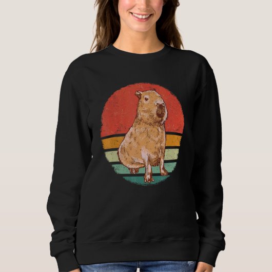 Capybara Rodent Animal Retro Sunset Sweatshirt (Vorderseite)
