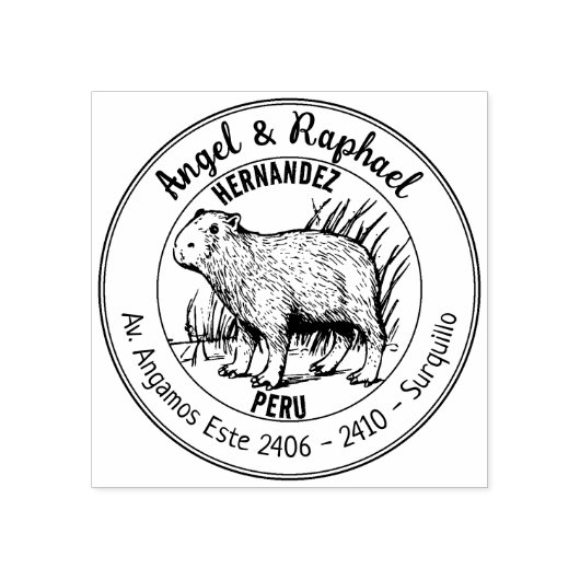 Capybara-Rücksendeadresse Gummistempel (Prägung)