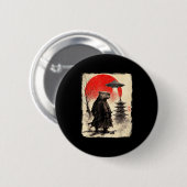 Capybara Samurai Retro Ufo Japanese Warrior Tenshu Button (Vorne & Hinten)