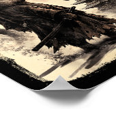 Capybara Samurai Retro Ufo Japanese Warrior Tenshu Poster (Ecke)