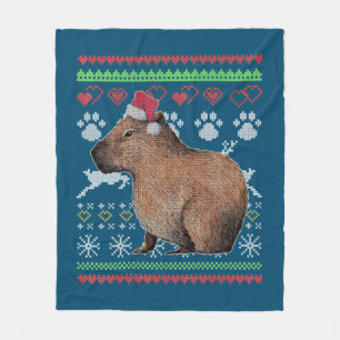 Capybara Santa Claus Ugly Weihnachtskraut Holida Fleecedecke