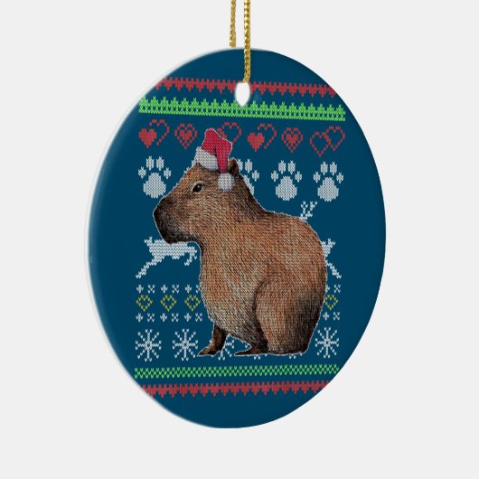 Capybara Santa Claus Ugly Weihnachtskraut Holida Keramik Ornament (Rechts)