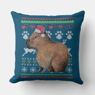 Capybara Santa Claus Ugly Weihnachtskraut Holida Kissen