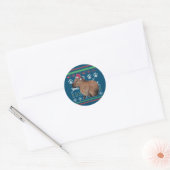 Capybara Santa Claus Ugly Weihnachtskraut Holida Runder Aufkleber (Umschlag)